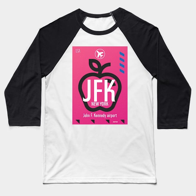 JFK airport code PINK Baseball T-Shirt by Woohoo